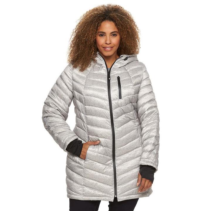 Plus Size Halitech Hooded Down Packable Jacket, Women's, Size: 2xl, Grey