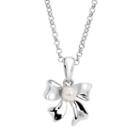 Little Diva Diamonds Sterling Silver Diamond Accent And Simulated Pearl Bow Pendant Necklace - Kids, Women's, Size: 16, White