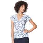Women's Chaps Floral V-neck Top, Size: Large, Blue