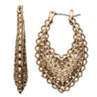 Simply Vera Vera Wang Filigree Flower Marquise Hoop Earrings, Women's, Gold