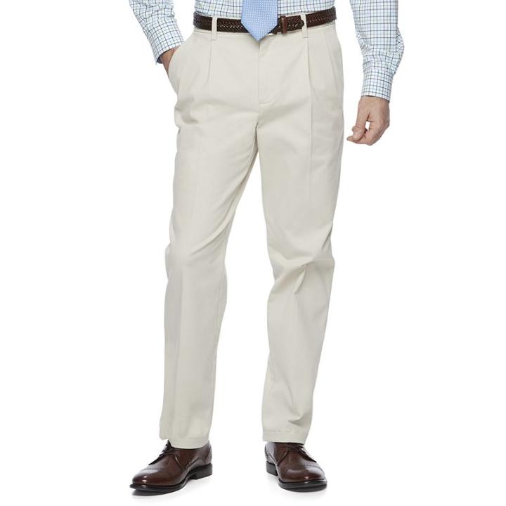 Men's Croft & Barrow&reg; Classic-fit Easy-care Stretch Pleated Pants, Size: 36x32, Med Beige