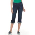 Women's Croft & Barrow&reg; Cuffed Jean Capris, Size: 6, Dark Blue