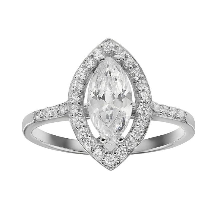 Sophie Miller Sterling Silver Cubic Zirconia Halo Ring, Women's, Size: 7, White