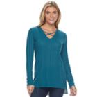 Women's Apt. 9&reg; Crisscross Ribbed Sweater, Size: Xxl, Brt Purple