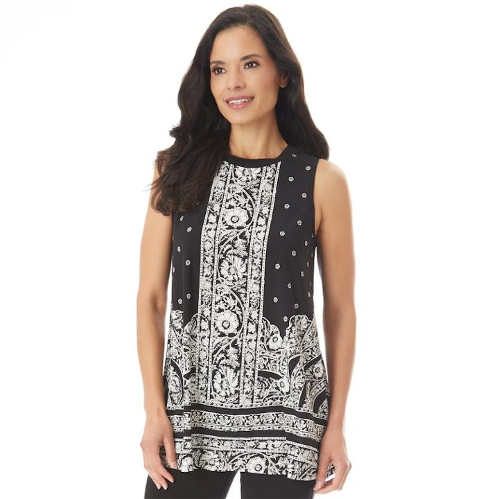 Women's Apt. 9&reg; Printed Swing Tank, Size: Medium, Black White