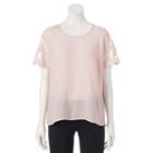 Juniors' Liberty Love Lace Scallop-trim Tee, Girl's, Size: Xl, Light Pink
