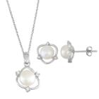Sterling Silver Freshwater Cultured Pearl Pendant & Stud Earring Set, Women's, Size: 18, White