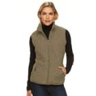 Women's Weathercast Fleece-lined Quilted Vest, Size: Large, Beig/green (beig/khaki)