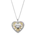 Sentimental Expressions Two Tone Sterling Silver Cubic Zirconia Mother Heart Necklace, Women's, Size: 18, Grey
