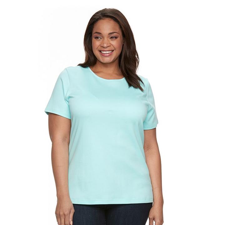 Plus Size Croft & Barrow&reg; Essential Crewneck Tee, Women's, Size: 1xl, Turquoise/blue (turq/aqua)