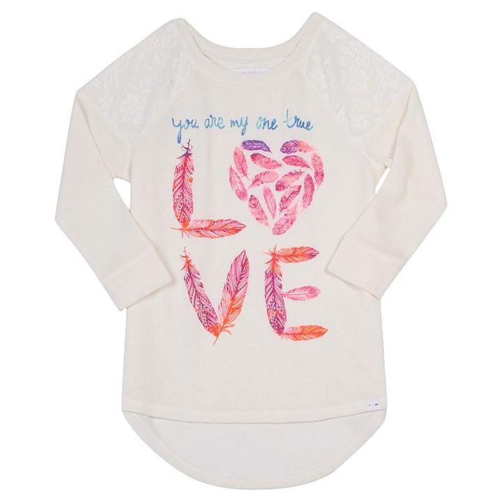 Girls 7-16 & Plus Size Harper & Elliott Lace Raglan Graphic Tee, Girl's, Size: Xl, Lt Beige