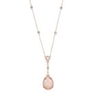Lavish By Tjm 18k Rose Gold Over Silver Rose Quartz & Marcasite Teardrop Pendant, Women's, Size: 18, Multicolor