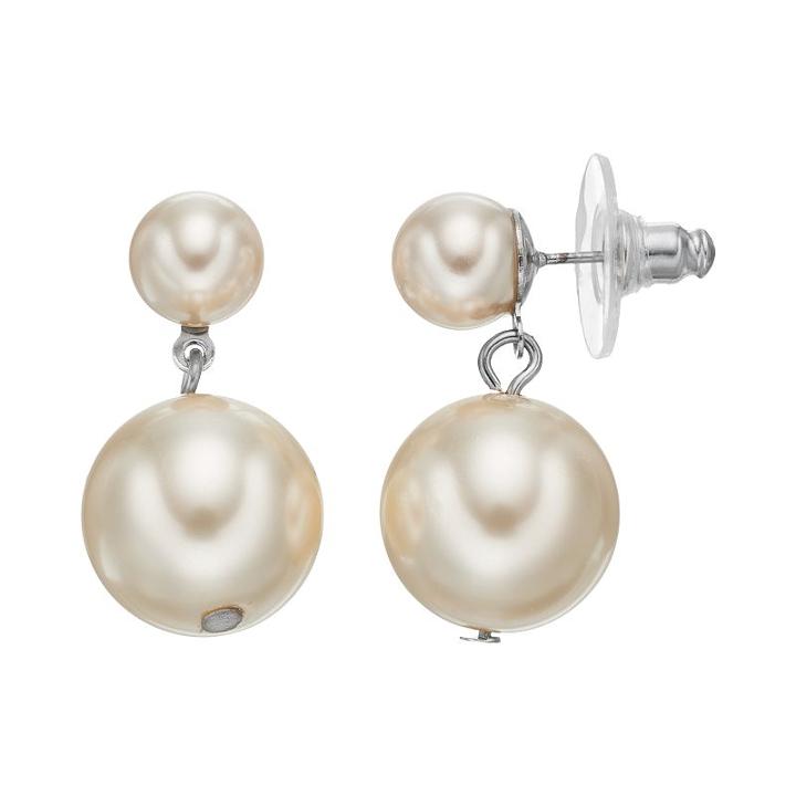 Simply Vera Vera Wang Simulated Pearl Double Nickel Free Drop Earrings, Women's, White