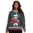 Plus Size Fashion Avenue Us Sweaters Applique Ugly Christmas Sweater, Women's, Size: 0x, Multicolor