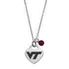 Fiora Sterling Silver Virginia Tech Hokies Heart Pendant Necklace, Women's, Size: 18, Red