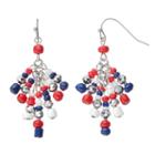 Red, White & Blue Seed Bead Cluster Drop Earrings, Women's, Multicolor