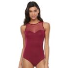 Juniors' Candie's&reg; Sweetheart Illusion Bodysuit, Girl's, Size: Medium, Red