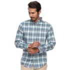 Men's Croft & Barrow&reg; Classic-fit Plaid Easy-care Button-down Shirt, Size: Medium, Light Blue