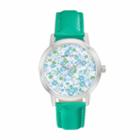 Laura Ashley Women's Crystal Floral Watch, Green