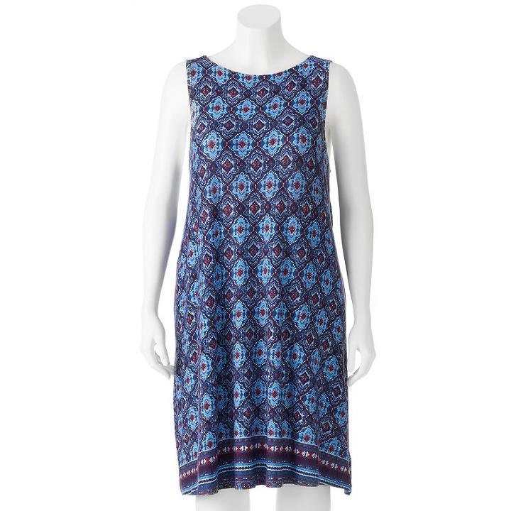 Juniors' Plus Size Heartsoul Print Strappy Swing Dress, Girl's, Size: 1xl, Blue (navy)