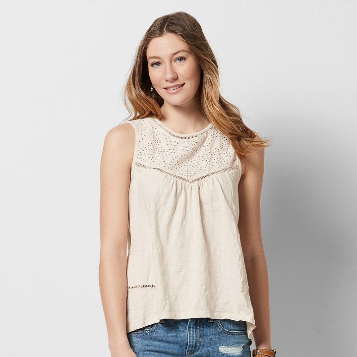 Women's Sonoma Goods For Life&trade; Split-back Eyelet Top, Size: Medium, White Oth
