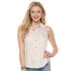 Juniors' Mudd&reg; Embroidered Twill Blouse, Girl's, Size: Xs, Lt Orange