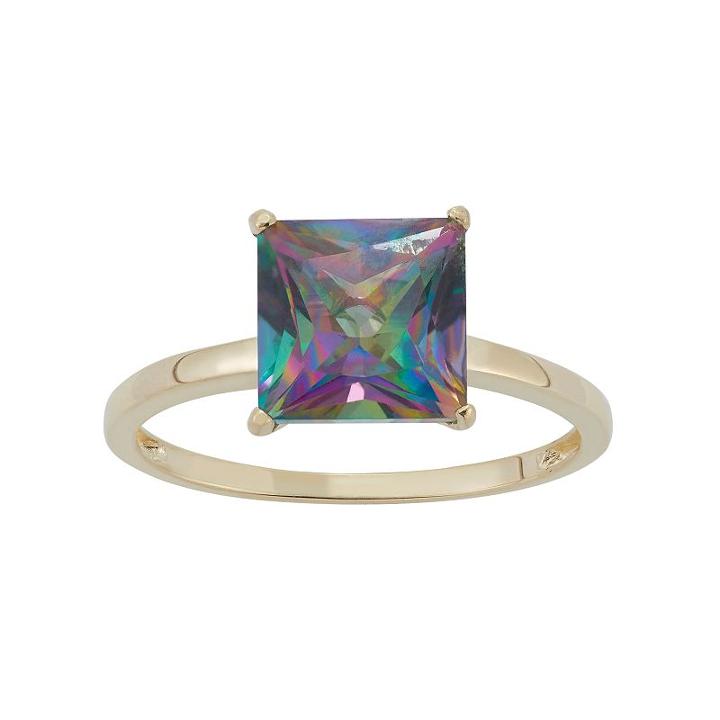Mystic Topaz 10k Gold Ring, Women's, Size: 7, Green