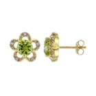 Stella Grace Laura Ashley 10k Gold Peridot & Diamond Accent Flower Stud Earrings, Women's, Green