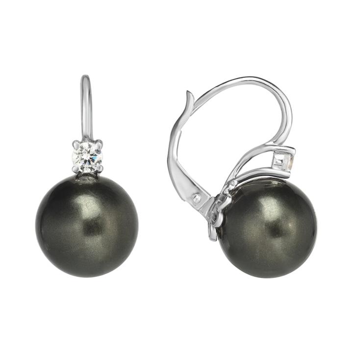 Sterling Silver Shell & Cubic Zirconia Drop Earrings, Women's, Grey