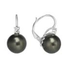 Sterling Silver Shell & Cubic Zirconia Drop Earrings, Women's, Grey