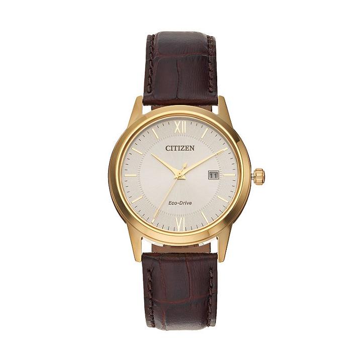 Citizen Eco-drive Men's Leather Watch - Aw1232-04a, Brown