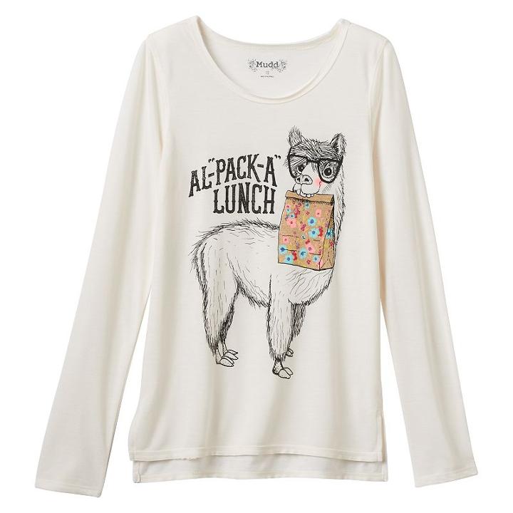 Girls 7-16 & Plus Size Mudd&reg; High-low Raw-edge Graphic Tee, Girl's, Size: 18 1/2, White Oth
