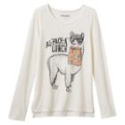 Girls 7-16 & Plus Size Mudd&reg; High-low Raw-edge Graphic Tee, Girl's, Size: 18 1/2, White Oth