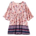 Girls 7-16 My Michelle Open Sleeve Border Dress, Size: 16 Ave/med, Med Pink