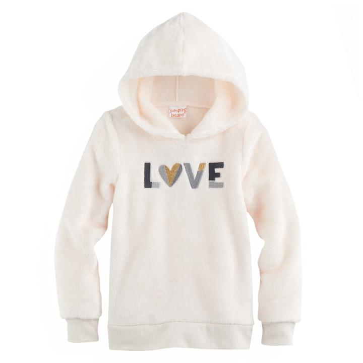 Girls 4-10 Jumping Beans&reg; Hooded Plush Pullover, Size: 6x, White Oth