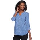 Women's Croft & Barrow&reg; Print Crepe Top, Size: Small, Blue (navy)