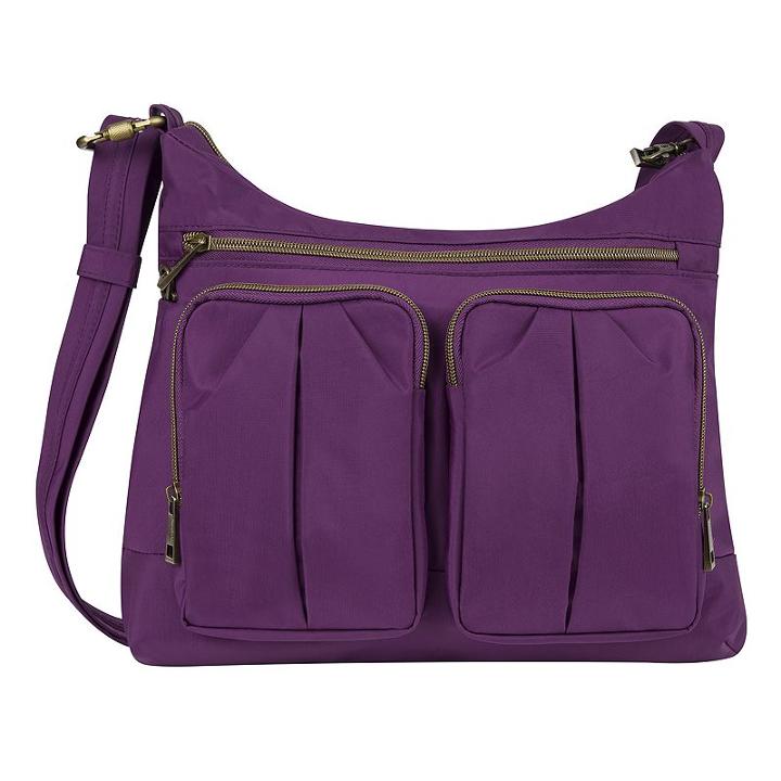 Travelon Anti-theft Signature Twin Pocket Hobo, Adult Unisex, Purple