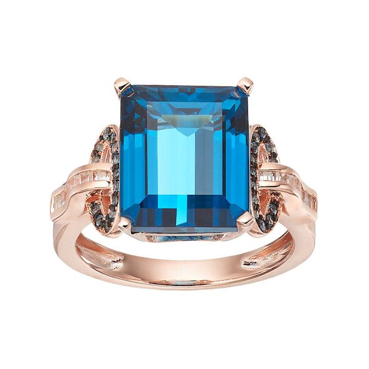 Sterling Silver London Blue Topaz & Lab-created White Sapphire Ring, Women's, Size: 7