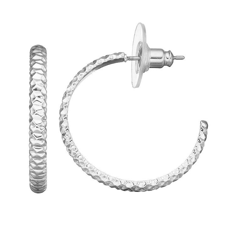 Napier Textured Hoop Earrings, Women's, Silver