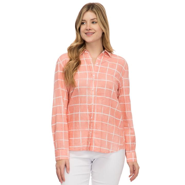 Women's Izod Weekend Linen-blend Shirt, Size: Medium, Orange