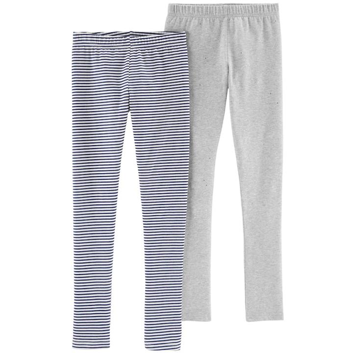 Girls 4-12 Carter's 2-pack Lurex Striped & Glittery Leggings, Size: 6-6x, Multi