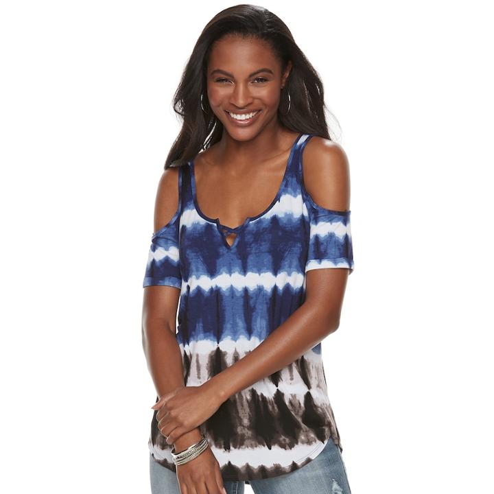 Women's Rock & Republic&reg; Cold-shoulder Tee, Size: Small, Dark Blue