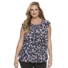 Plus Size Dana Buchman Printed Pleated Top, Women's, Size: 1xl, Light Pink