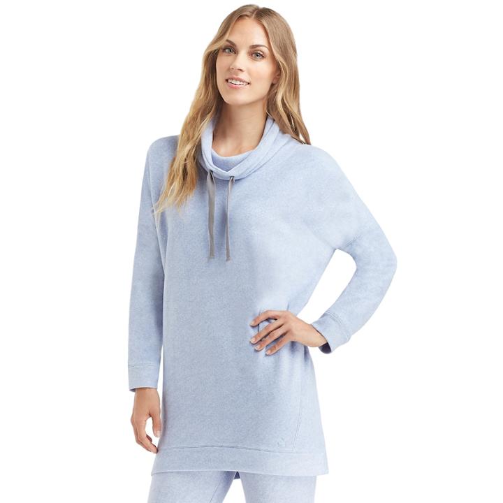 Women's Cuddl Duds Fleece Lounge Tunic, Size: Xsml Av/rg, Med Blue