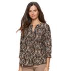 Women's Dana Buchman Woven Popover Top, Size: Medium, Black