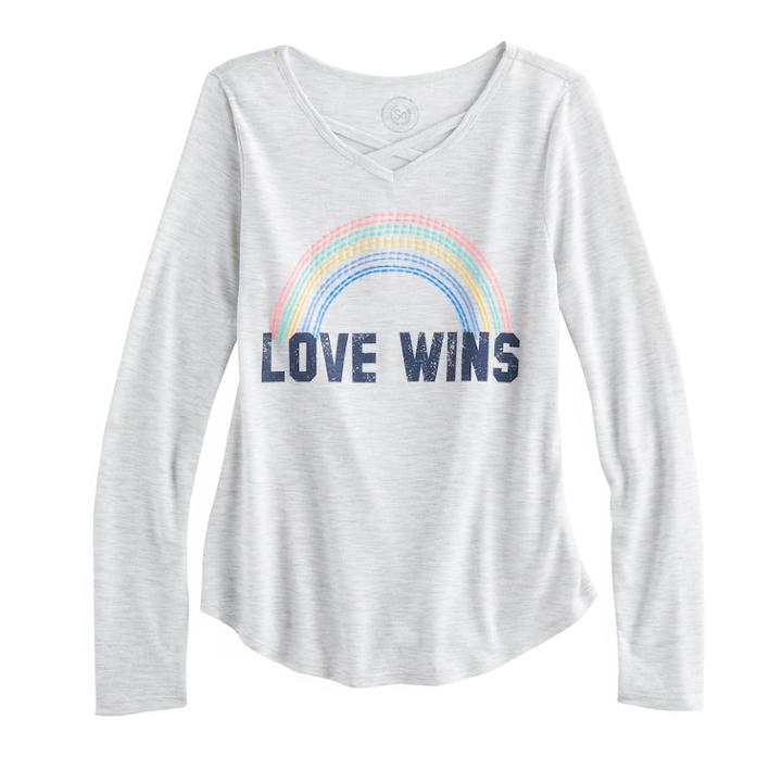 Girls 7-16 & Plus Size So&reg; Criss-cross Neck Graphic Tee, Size: 12, Dark Blue