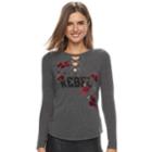 Women's Rock & Republic&reg; Rebel Lace-up Graphic Tee, Size: Xs, Med Grey