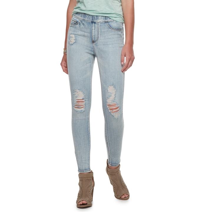 Juniors' Indigo Rein Mid-rise Pull-on Jeggings, Teens, Size: 5, Med Blue