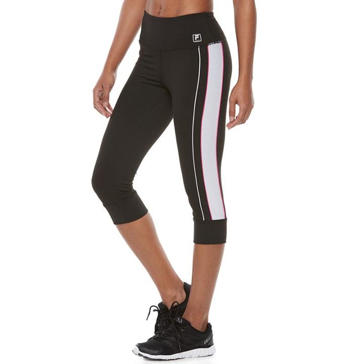 Women's Fila Sport&reg; Striped Capri Leggings, Size: Xl, Black