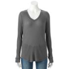 Women's Sonoma Goods For Life&trade; Essential Ribbed V-neck Tee, Size: Large, Grey (charcoal)